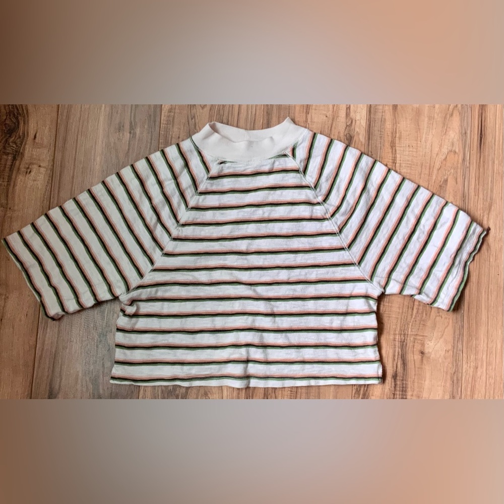 Striped mock turtleneck